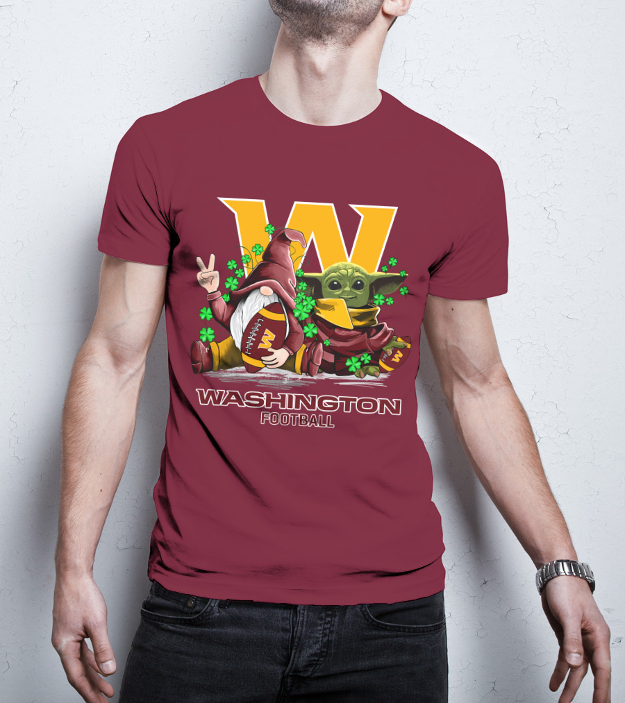 Leprechauns Gnomes Baby Yoda Hug Washington Football Team W Football T-Shirt