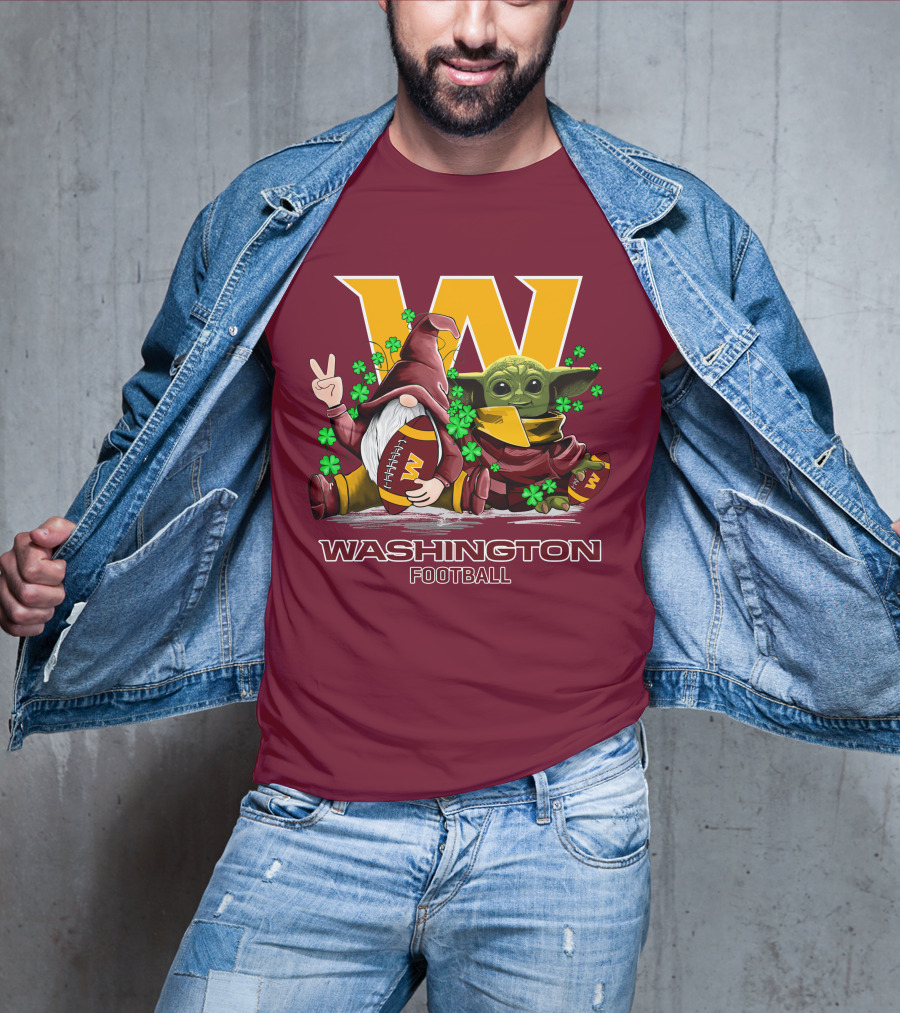 Leprechauns Gnomes Baby Yoda Hug Washington Football Team W Football T-Shirt