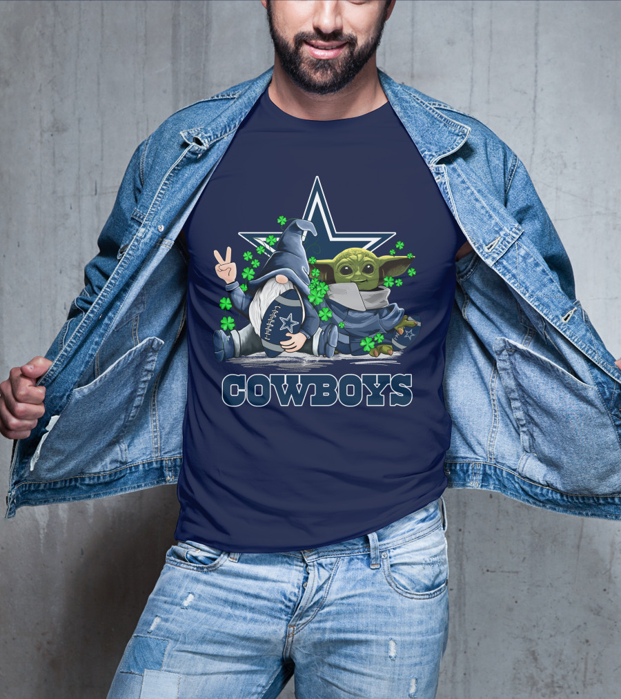 Cowboys Gnome Baby Yoda Shamrocks Dallas Football T-Shirt