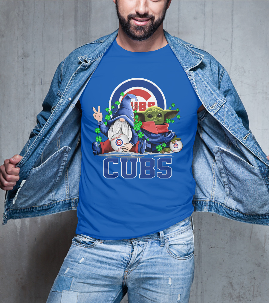 Chicago Cubs Leprechaun Gnome Baby Yoda Baseball Clover T-Shirt