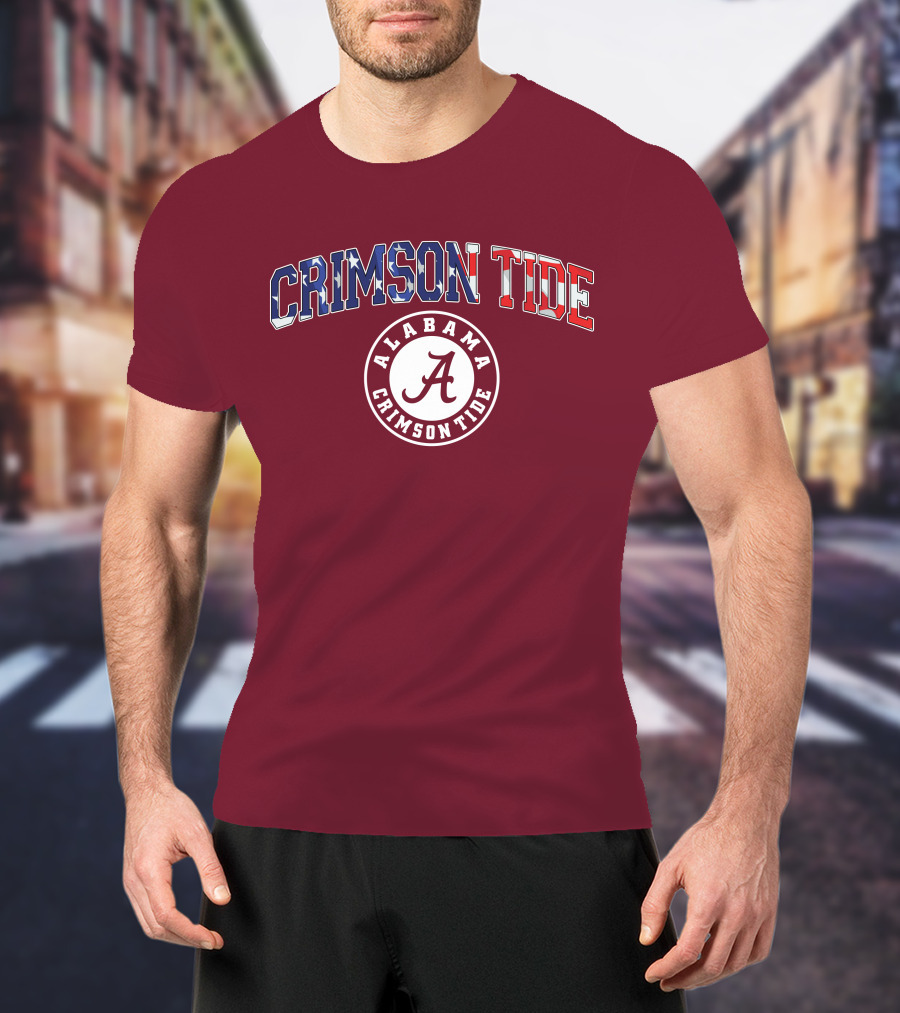 Alabama Crimson Tide American Flag Crimson Tide Circle T-Shirt