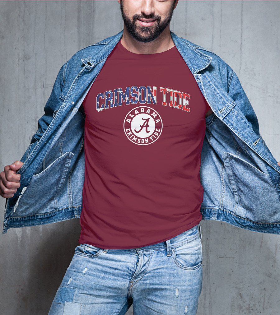 Alabama Crimson Tide American Flag Crimson Tide Circle T-Shirt