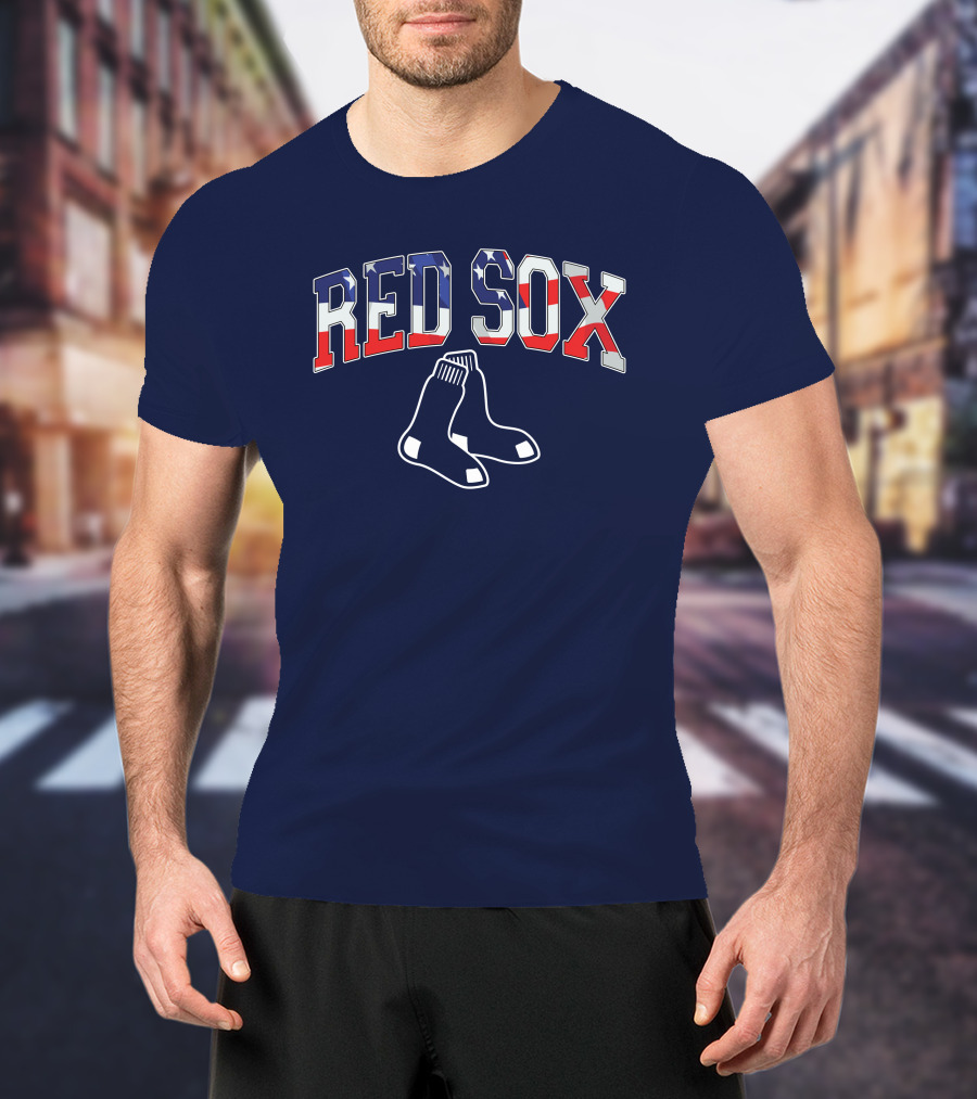 Boston Red Sox American Flag Socks T-Shirt
