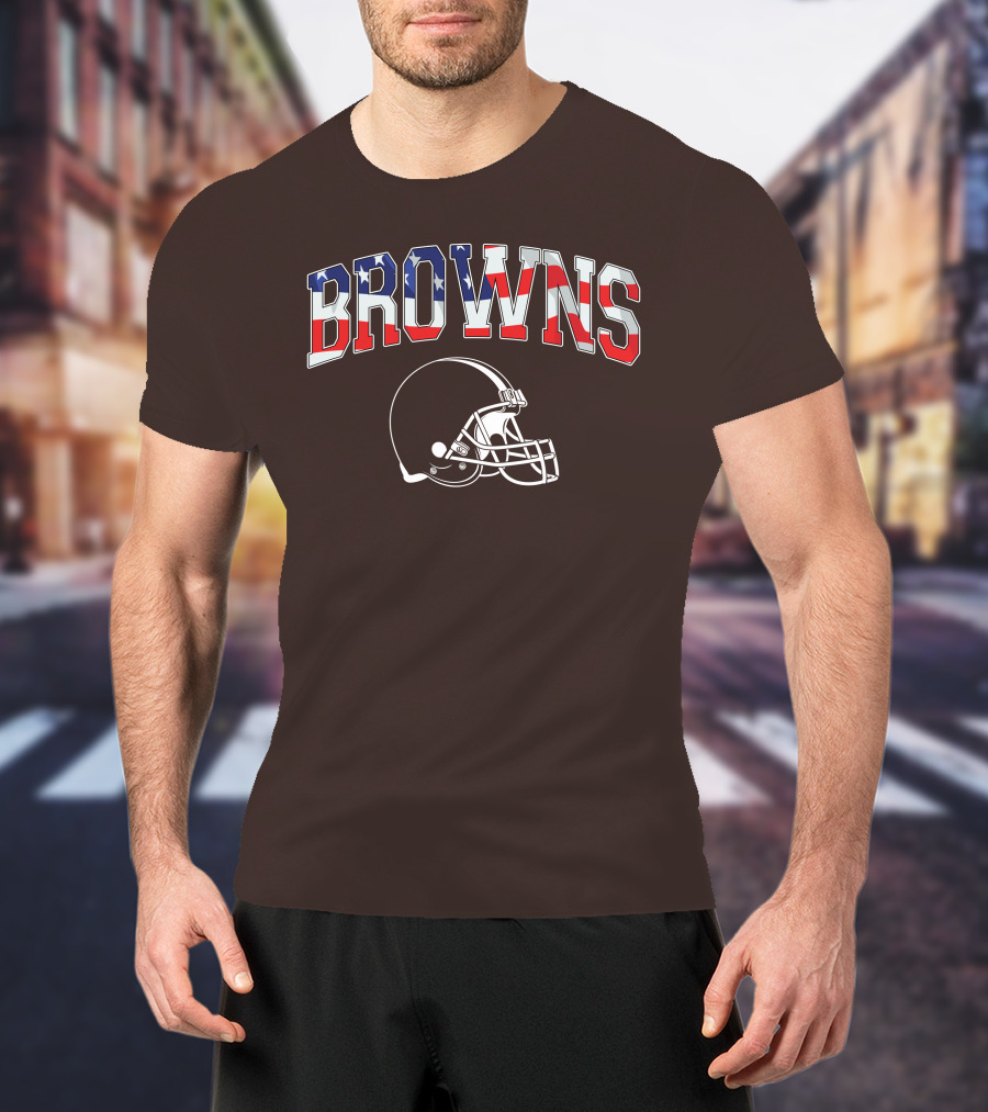 Browns American Flag Helmet T-Shirt