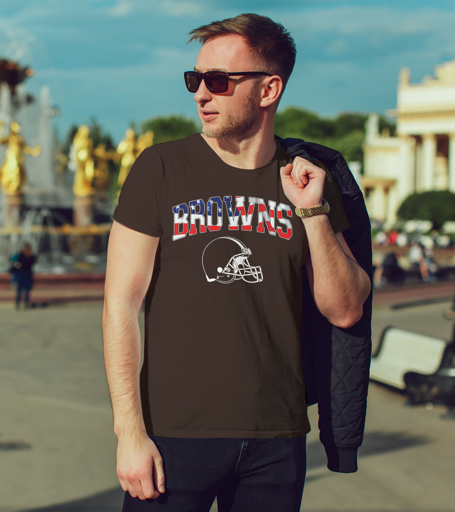 Browns American Flag Helmet T-Shirt