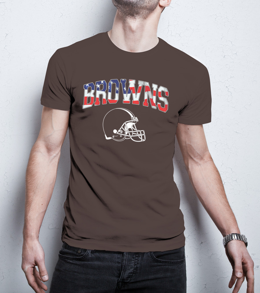 Browns American Flag Helmet T-Shirt