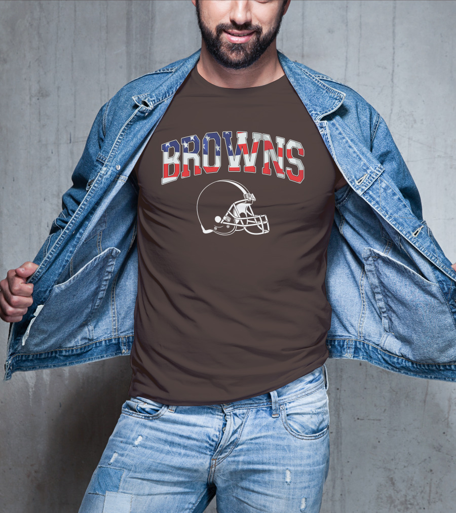 Browns American Flag Helmet T-Shirt