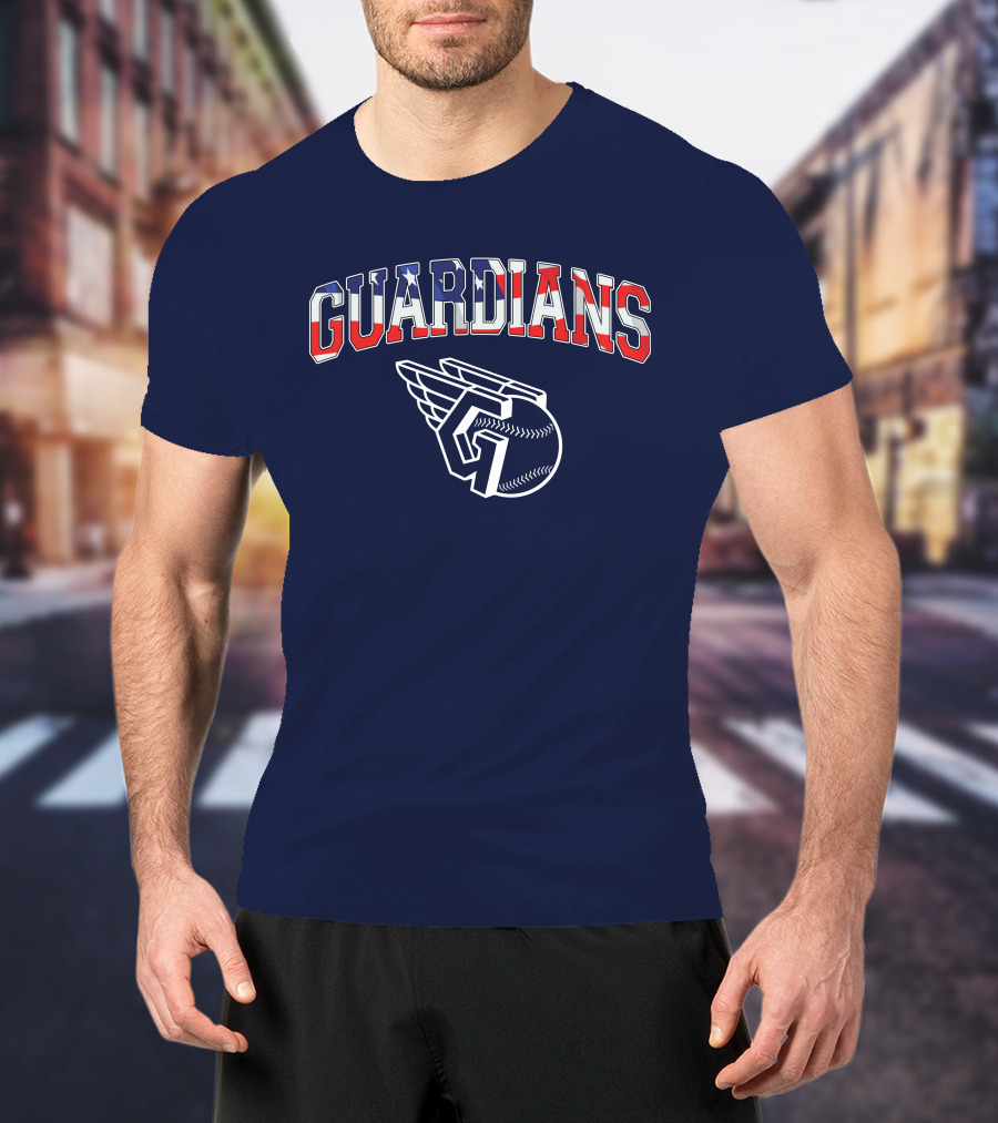 Guardians American Flag Baseball Emblem T-Shirt