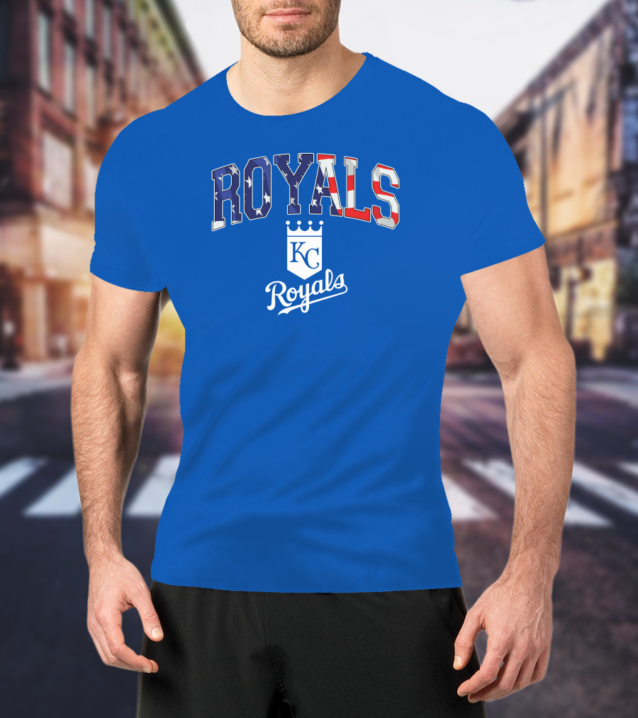 Kansas City Royals KC American Flag Logo Royals T-Shirt