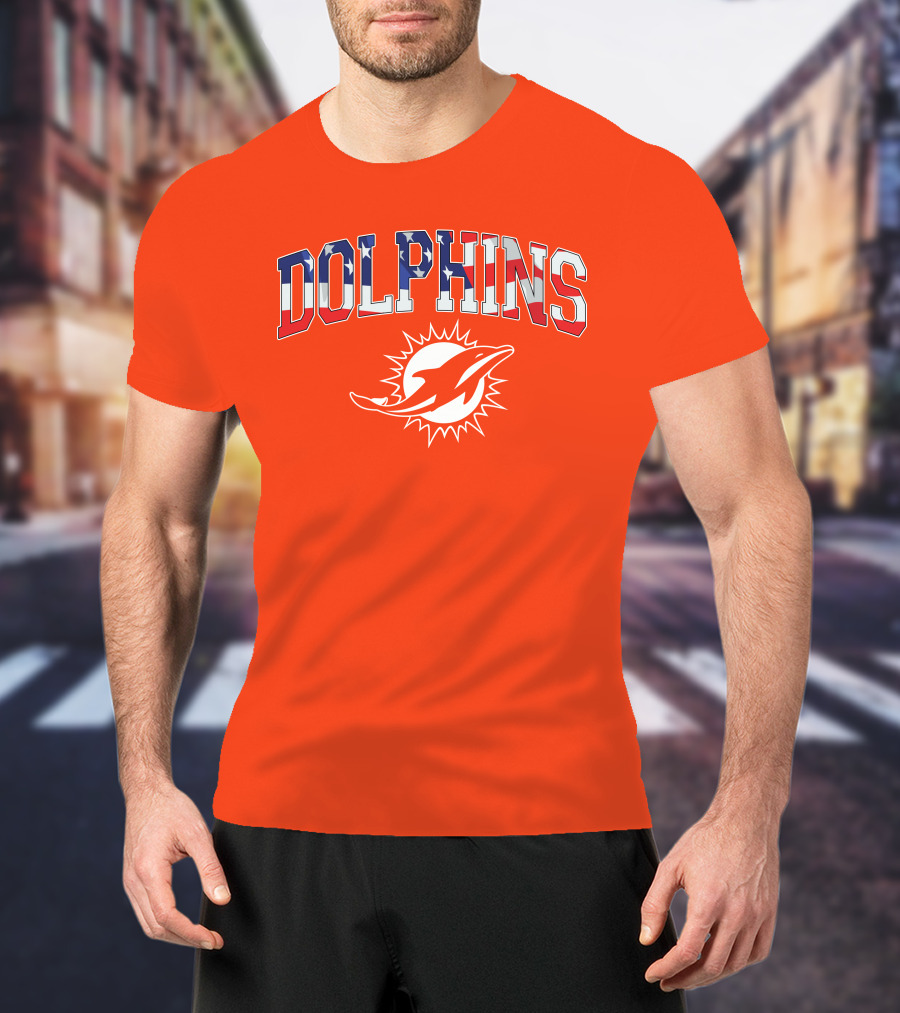 Dolphins American Flag Miami Football T-Shirt