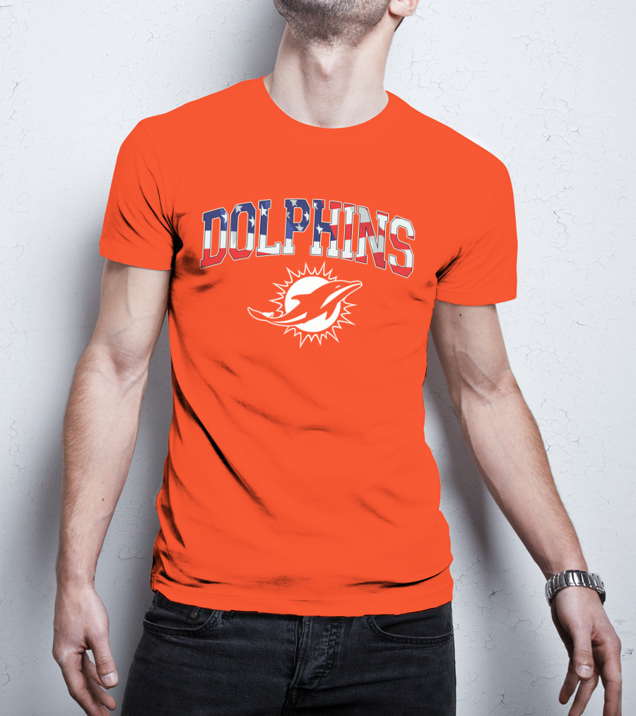 Dolphins American Flag Miami Football T-Shirt