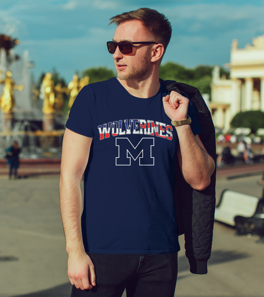 Michigan Wolverines American Flag M T-Shirt