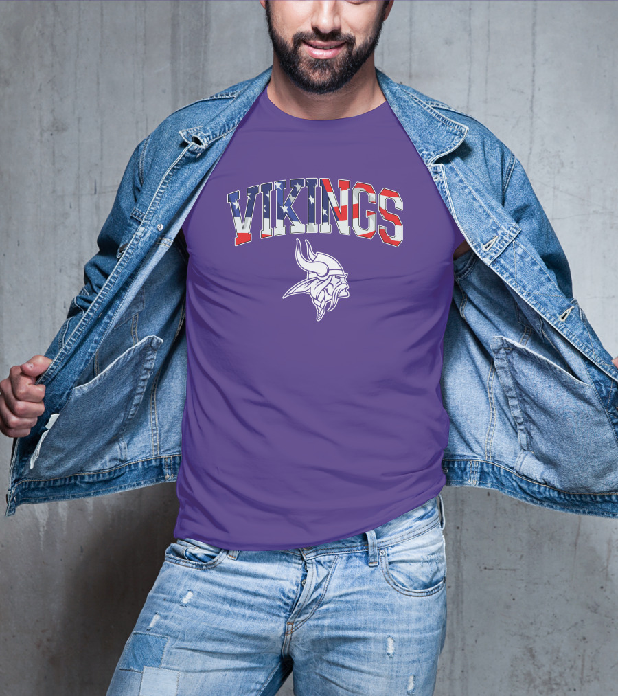 Vikings American Flag Design Minnesota Football Team T-Shirt