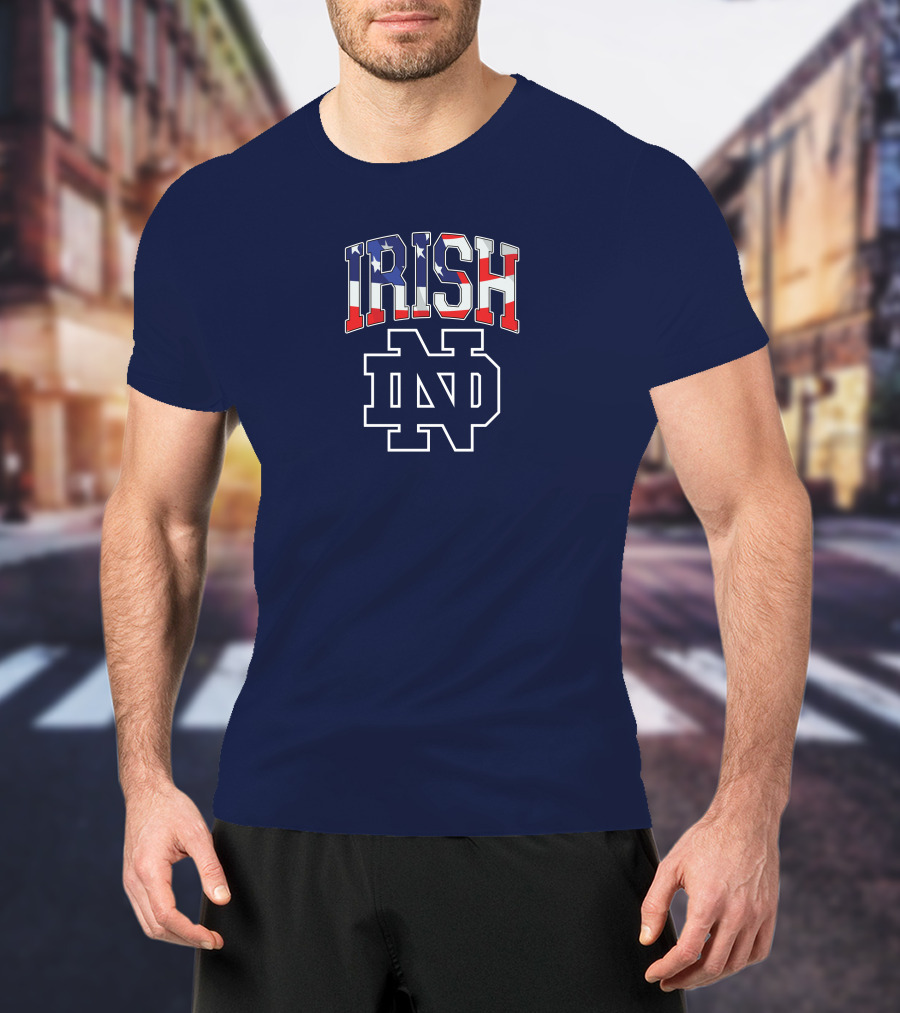 Irish ND American Flag Notre Dame Fighting Irish T-Shirt