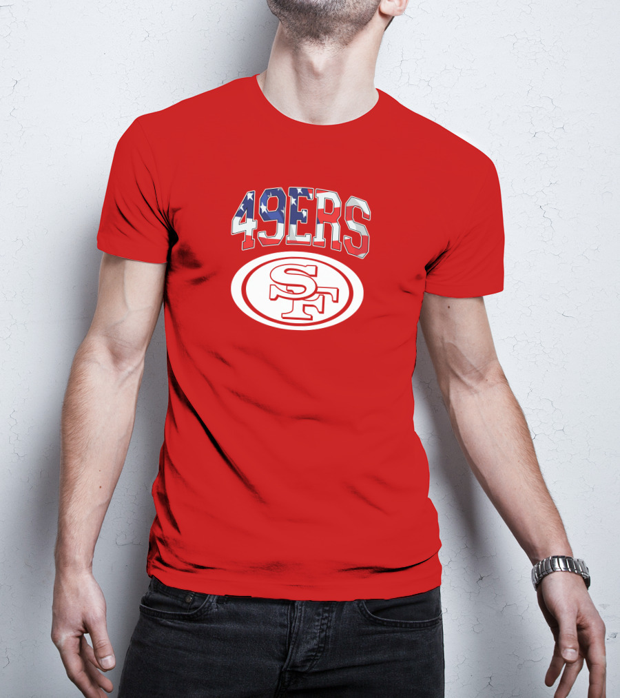 San Francisco 49ers 49ers American Flag SF Oval T-Shirt