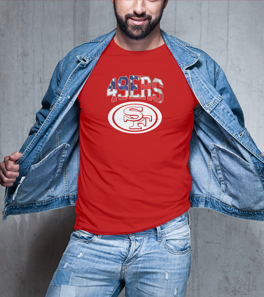 San Francisco 49ers 49ers American Flag SF Oval T-Shirt