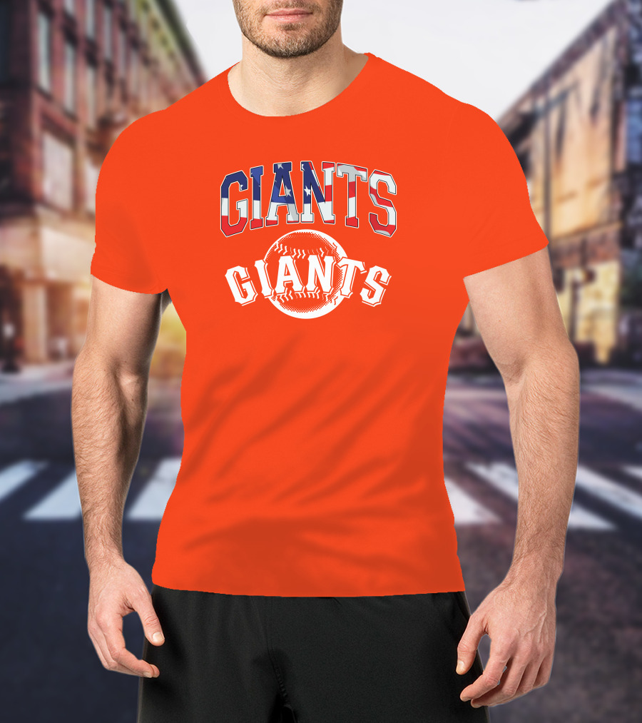 San Francisco Giants American Flag Baseball Letters USA T-Shirt