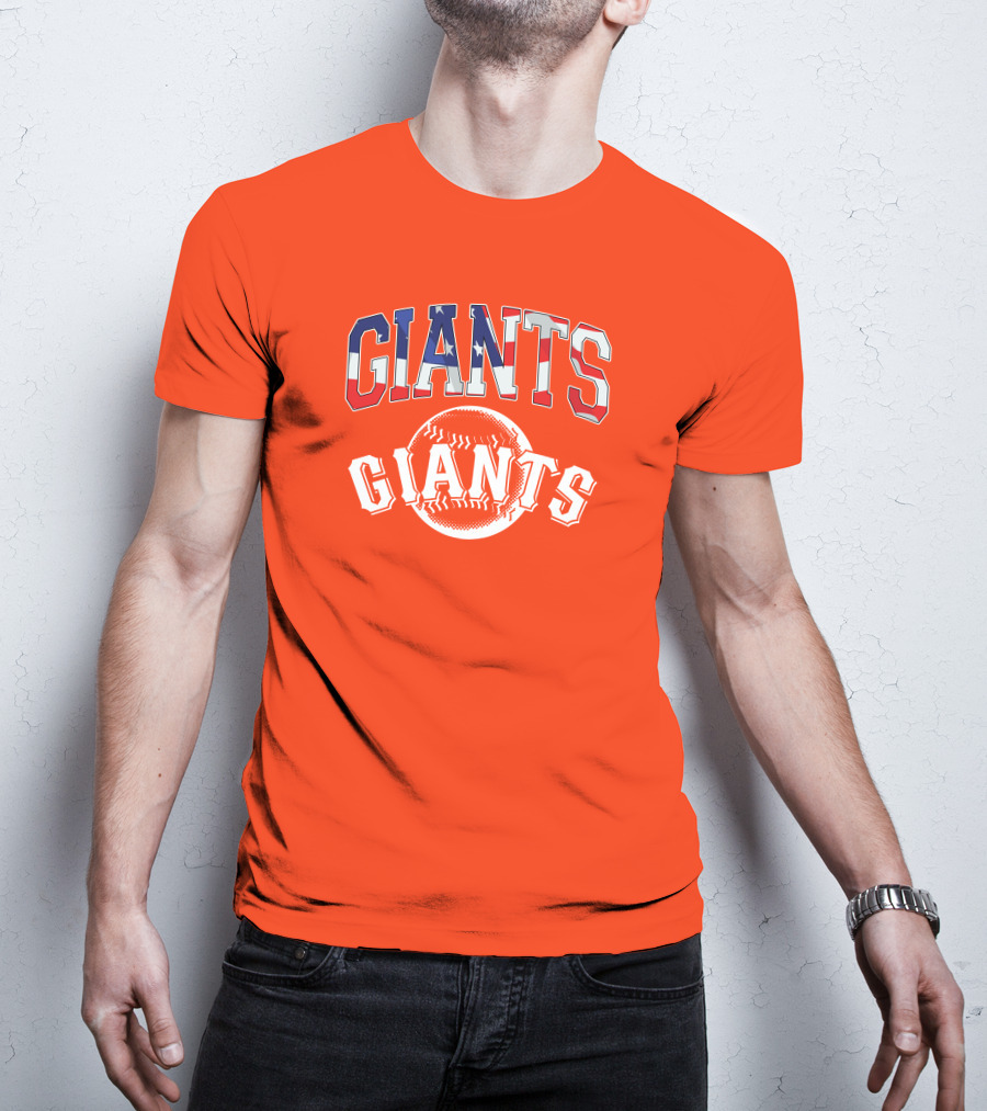 San Francisco Giants American Flag Baseball Letters USA T-Shirt
