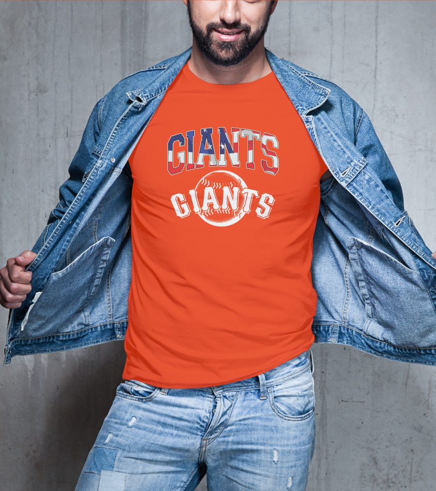 San Francisco Giants American Flag Baseball Letters USA T-Shirt