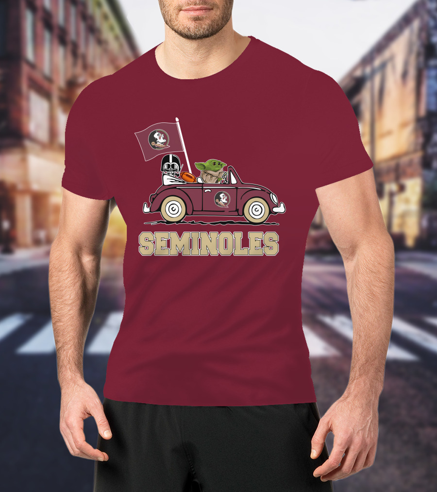 Seminoles Darth Vader Baby Yoda Driving Florida State Star Wars T-Shirt