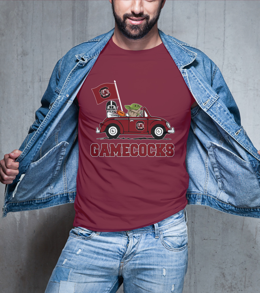 Gamecocks Baby Yoda Darth Vader Driving Football Star Wars T-Shirt