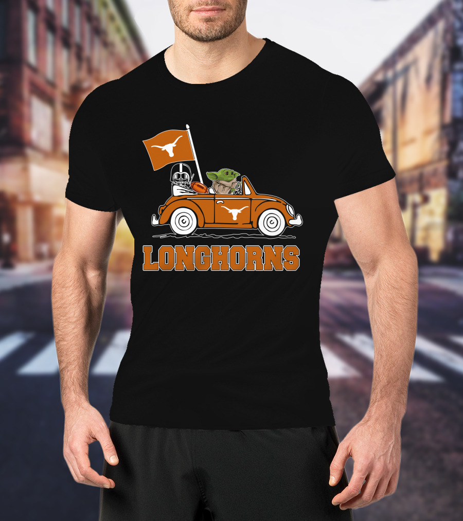 Longhorns Darth Vader Baby Yoda Driving T-Shirt