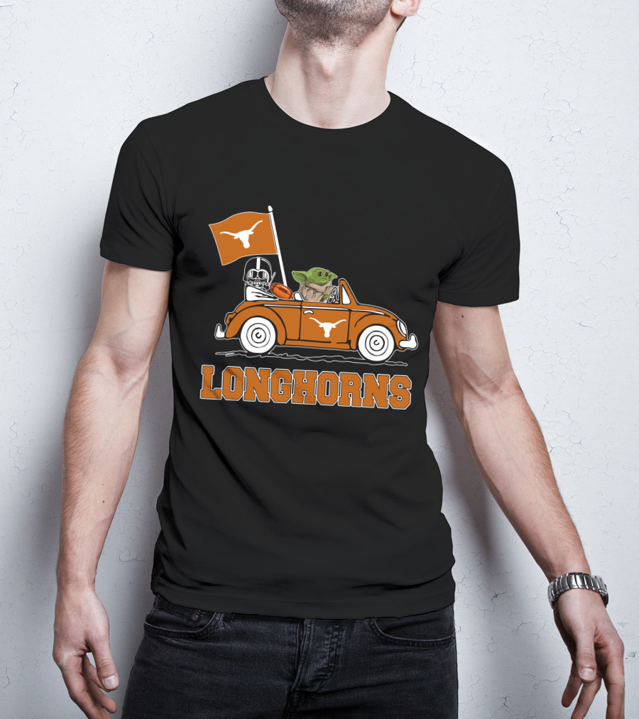 Longhorns Darth Vader Baby Yoda Driving T-Shirt
