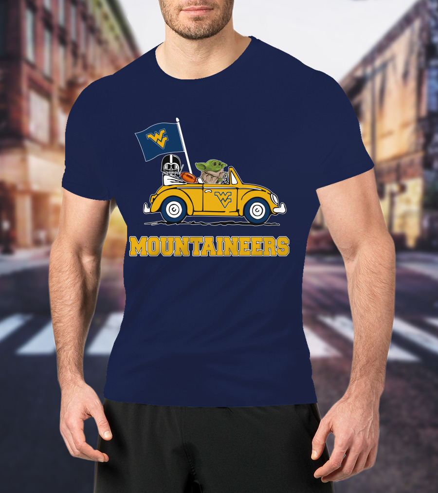 Mountaineers WVM Driving Featuring Baby Yoda And Football Helmet T-Shirt
