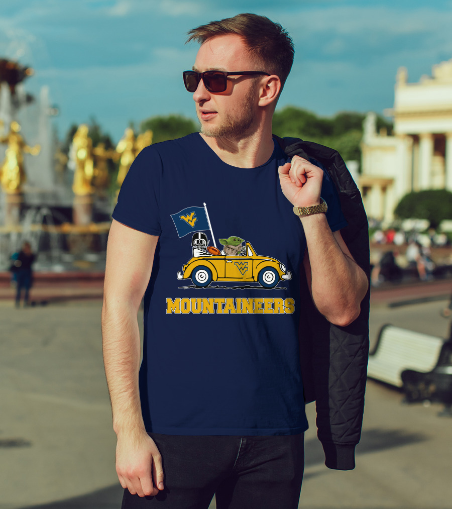 Mountaineers WVM Driving Featuring Baby Yoda And Football Helmet T-Shirt