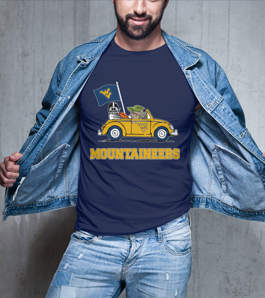 Mountaineers WVM Driving Featuring Baby Yoda And Football Helmet T-Shirt