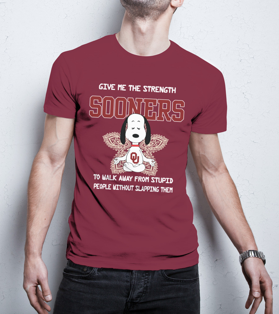 Give Me The Strength Sooners Snoopy OU Walk Away From Stupid People T-Shirt
