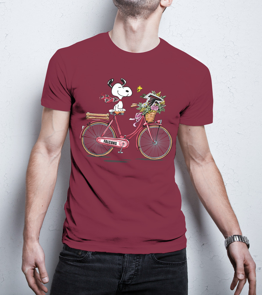 Atlanta Falcons Snoopy Woodstock Bicycle Adventure T-Shirt