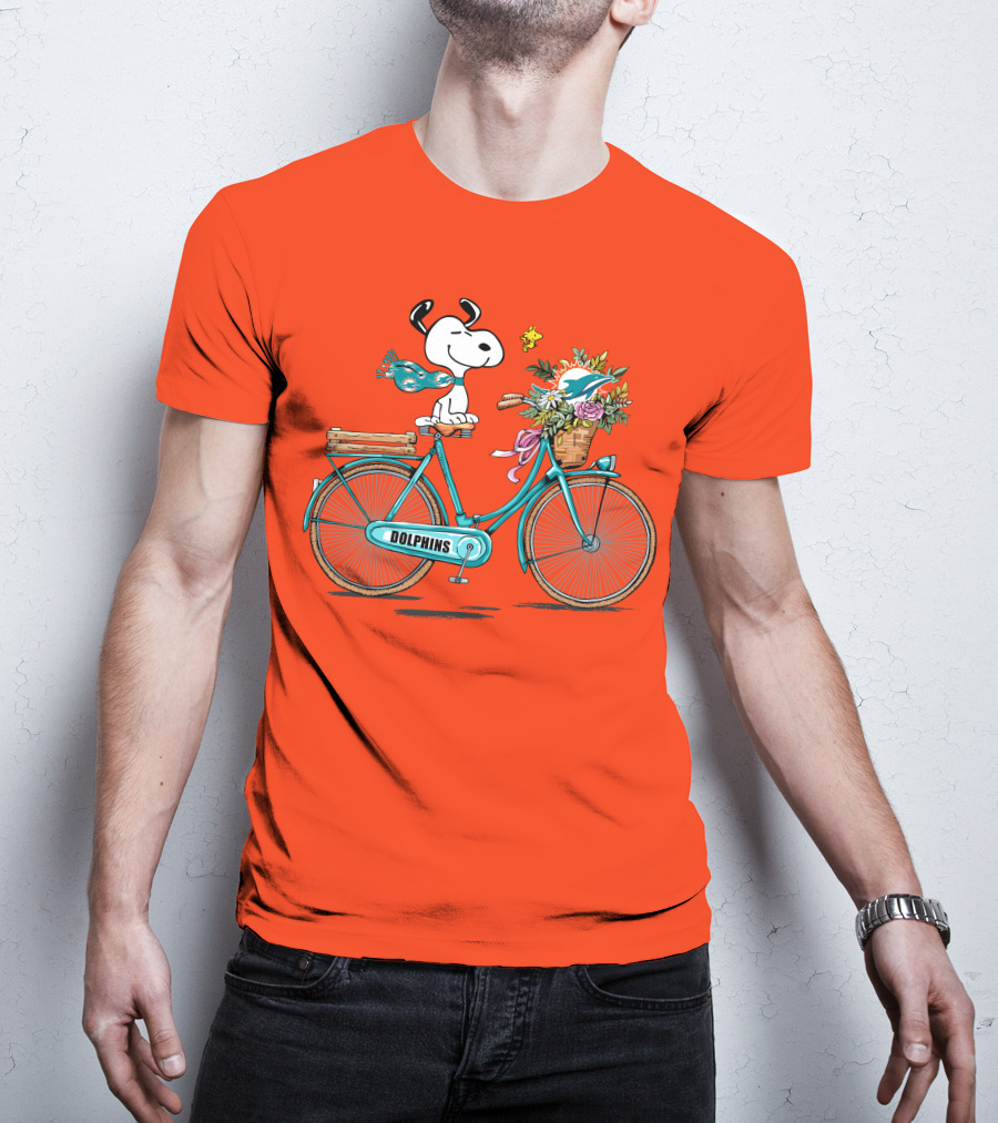 Miami Dolphins Snoopy Bicycle Adventure T-Shirt