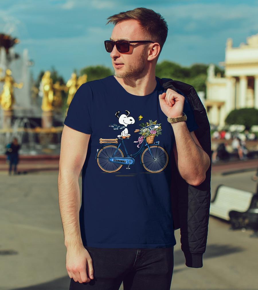 Seattle Seahawks Snoopy Bicycle Adventure T-Shirt