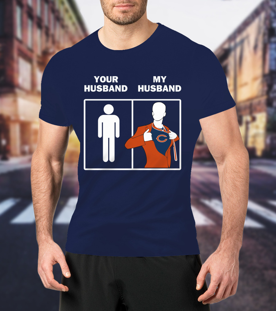 Chicago Bears My Husband Superman Logo Parody Your Husband T-Shirt