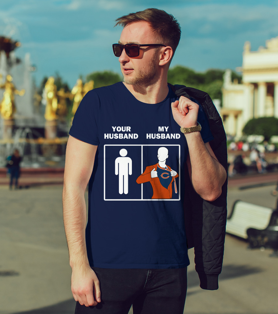 Chicago Bears My Husband Superman Logo Parody Your Husband T-Shirt