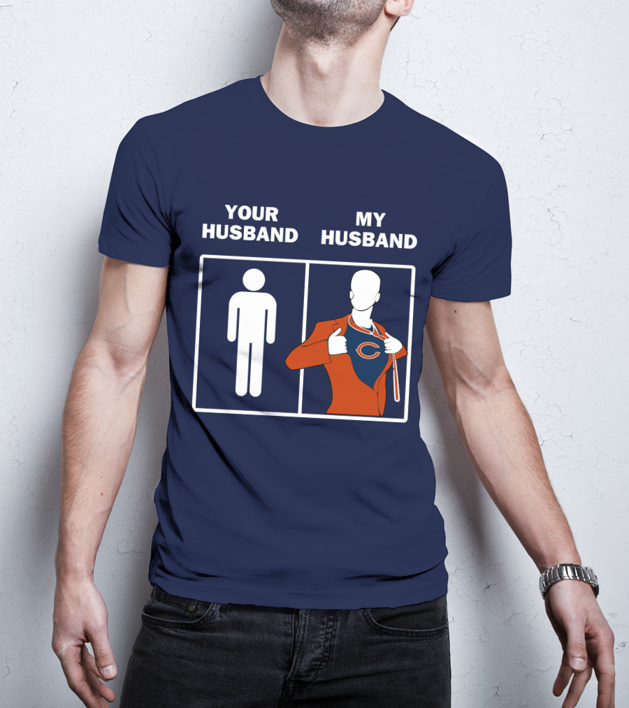 Chicago Bears My Husband Superman Logo Parody Your Husband T-Shirt