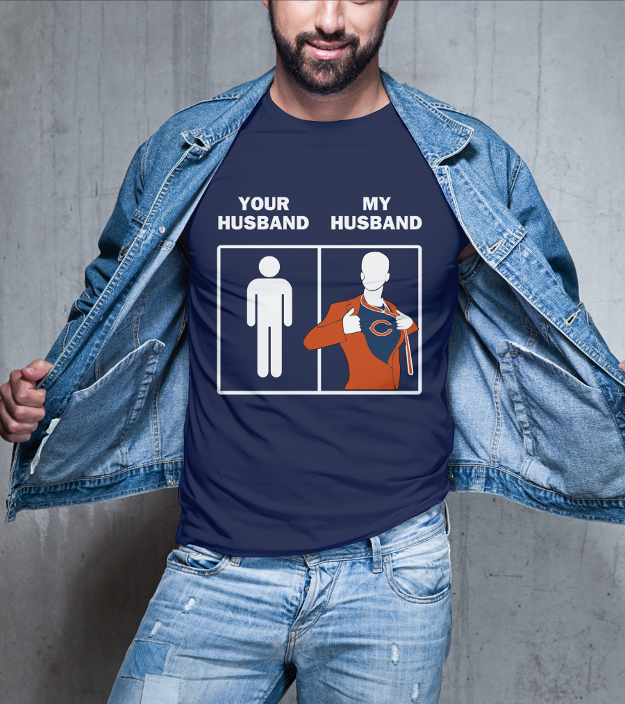 Chicago Bears My Husband Superman Logo Parody Your Husband T-Shirt