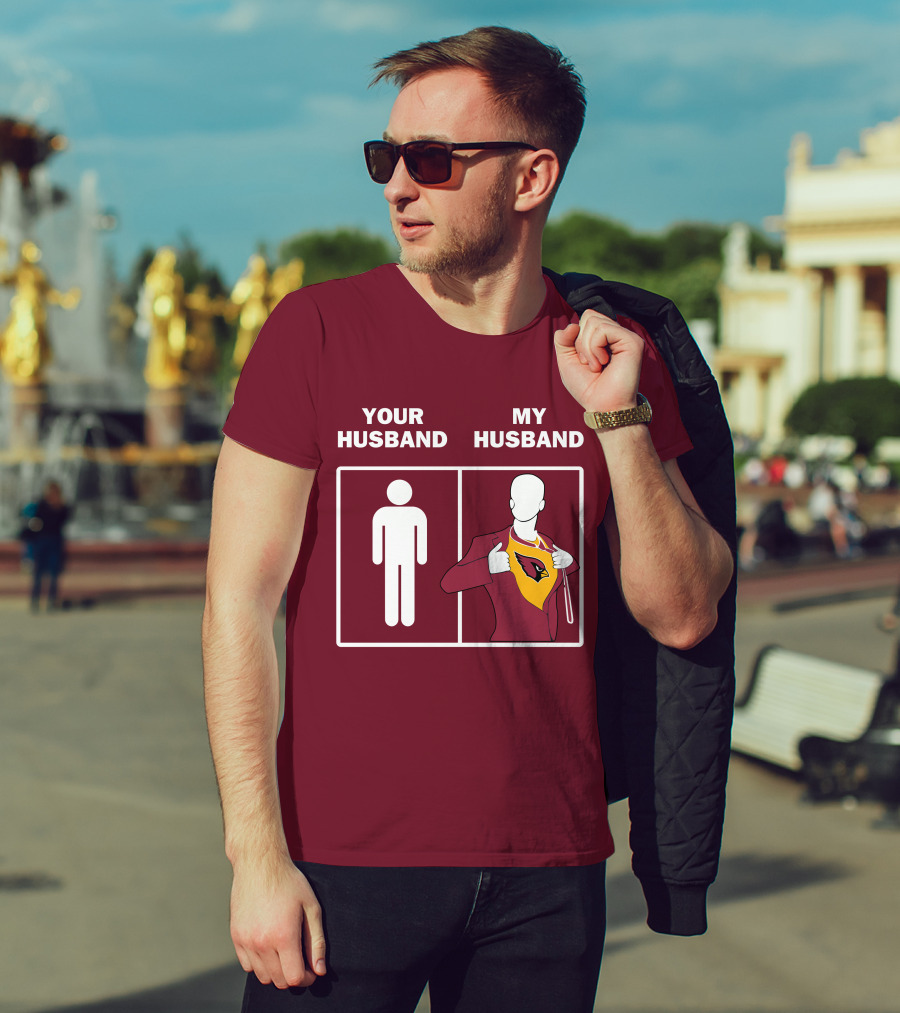 Arizona Cardinals Your Husband My Husband Fan Superhero T-Shirt