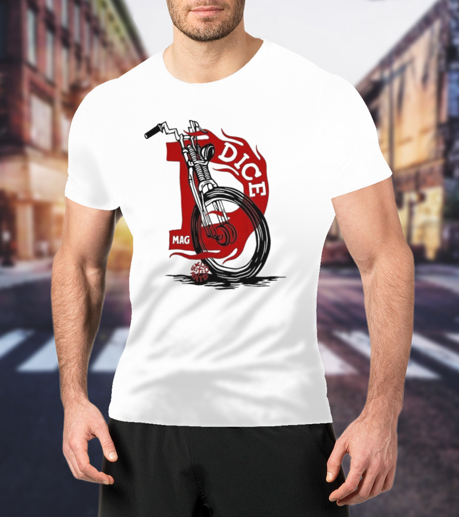 Dice Magazine Skud Arts Motorcycle Flame T-Shirt