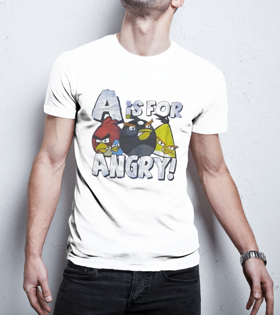 A Is For Angry Birds Characters Text Design T-Shirt