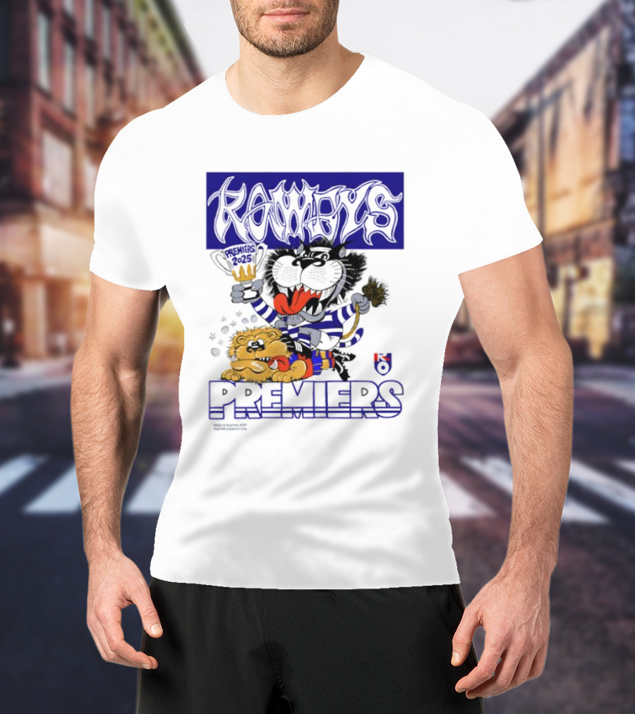 Geelong Cats Rowdys AFL Grand Finals 2025 Premiers Champions Cartoon Style T-Shirt
