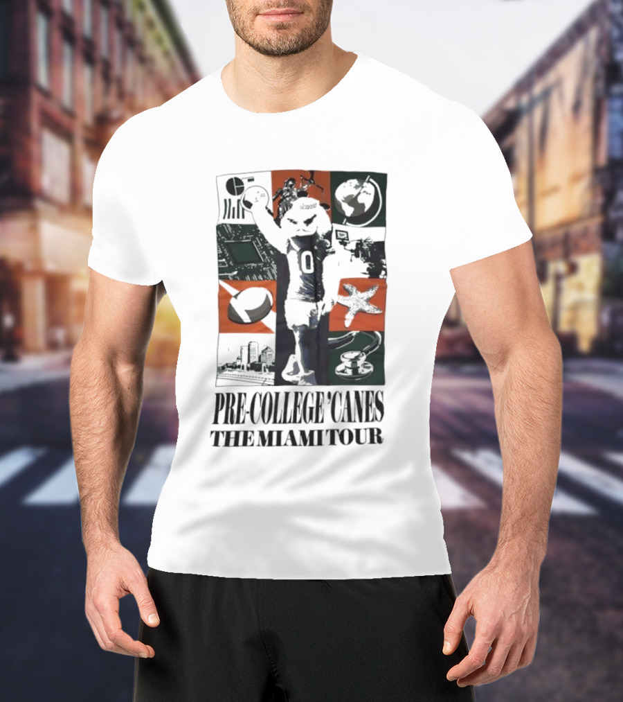 Pre-College 'Canes The Miami Tour Hurricanes Football Astronaut Cityscape Starfish Basketball T-Shirt