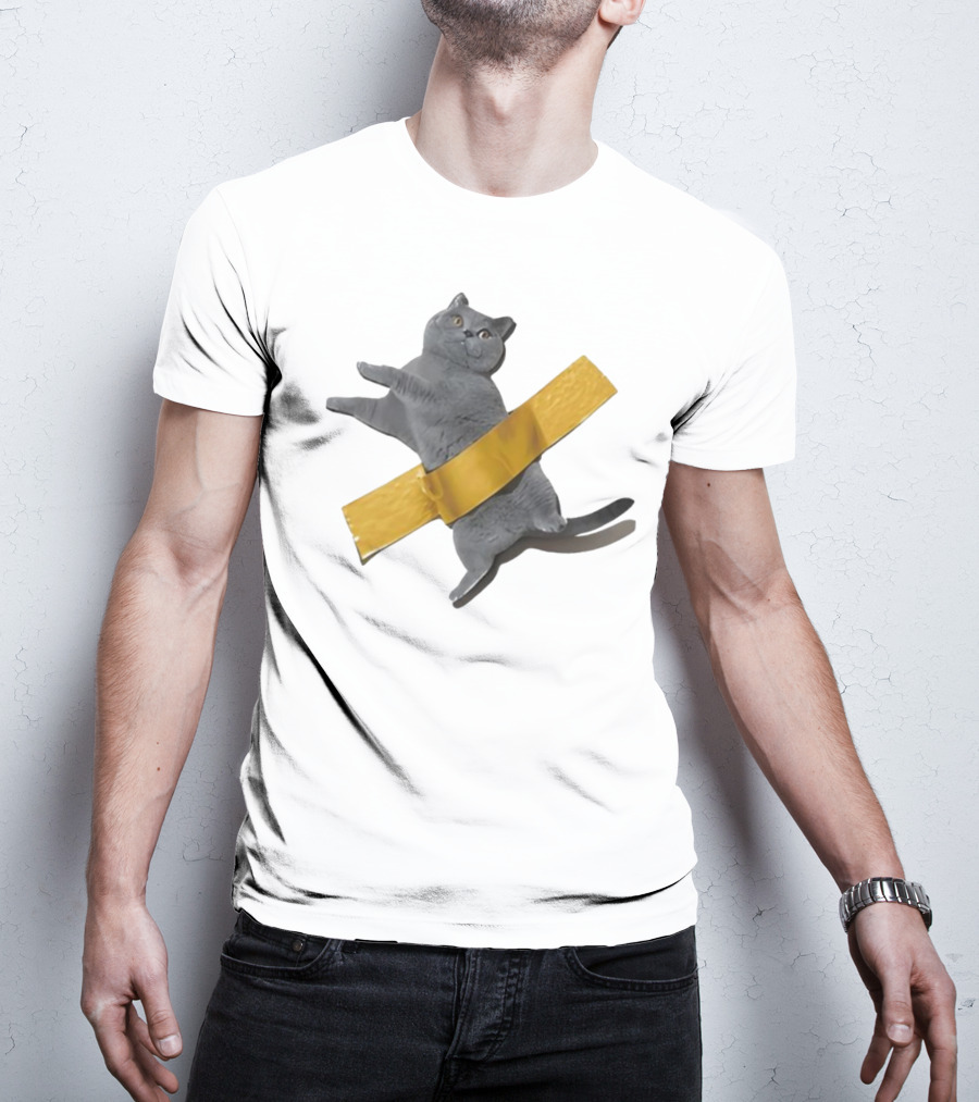 Tape Cat Joke Humor Duct Tape Gag T-Shirt