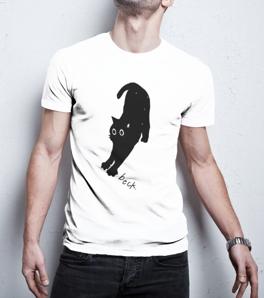 Beck Stretching Cat Silhouette Black Outline T-Shirt