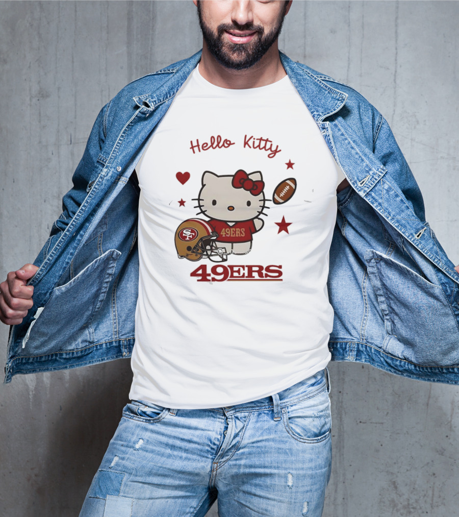 Hello Kitty 49ers Collaboration San Francisco Football Helmet T-Shirt