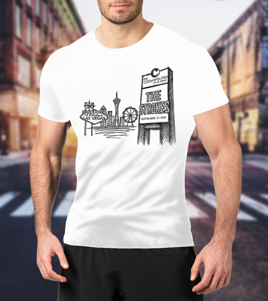 Las Vegas Landmarks Neon Sign Skyline 2025 T-Shirt