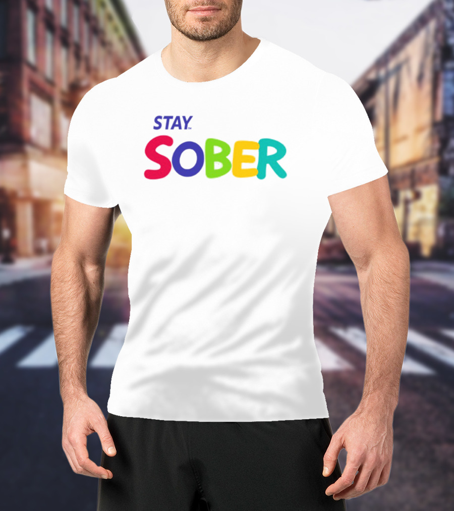 Stay Sober Bright Colorful Text Gaming T-Shirt