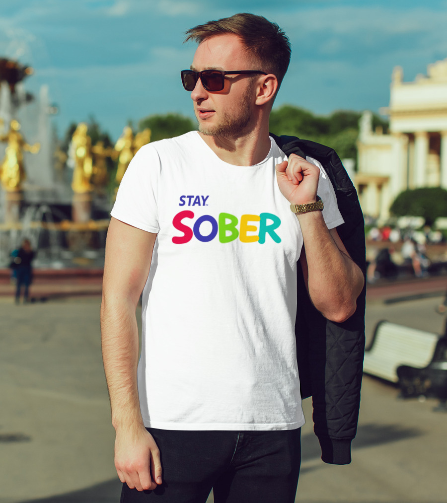 Stay Sober Bright Colorful Text Gaming T-Shirt