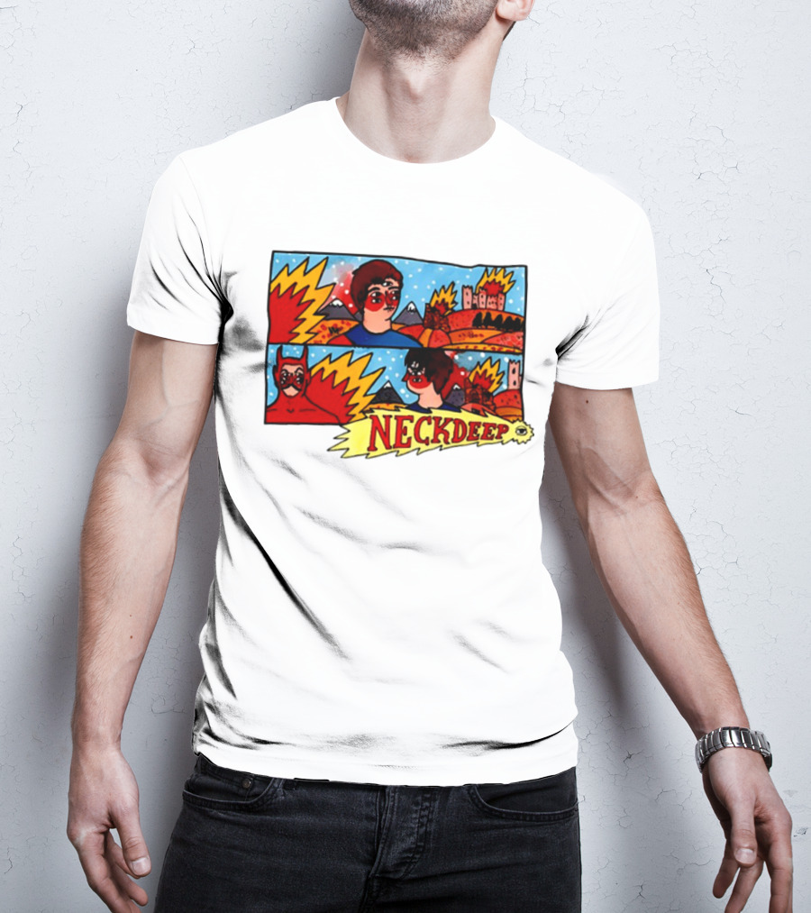 Neckdeepuk Lnotgy 10 Year Album Art Comic Style T-Shirt